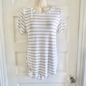 Halogen White & Black Stripe High Low Knit  Top S